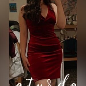 red velvet dress